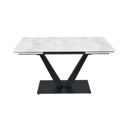 Стол раскладной Малибу (140+40+40), керамика Снежный мрамор матовый