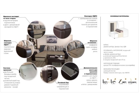 Диван «Атика NEW» ПР, Cortex/Beige в магазине «На диване» в Владивостоке  — Выгодная цена