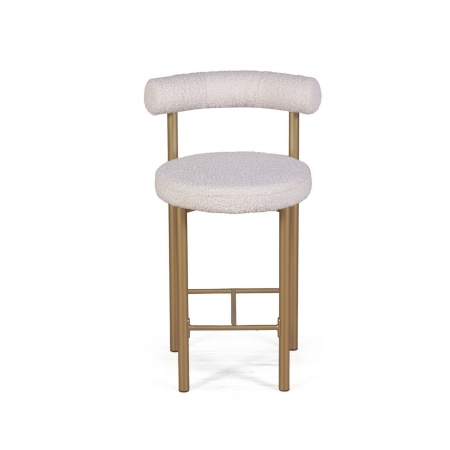 Стул полубарный Бигги, букле Turin ivory / опоры золото