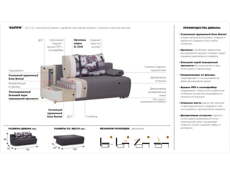 Диван «Капри» Savana plus/Mint в магазине «На диване» в Владивостоке  — Выгодная цена